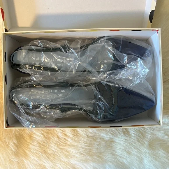 Italian | Enrico Antinori | Blue Green Velvet Leather Kitten Heel - Picture 3 of 11